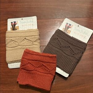 Grace & Lace Boot Cuffs - Cream, Brown, and Orange 3 piece set
